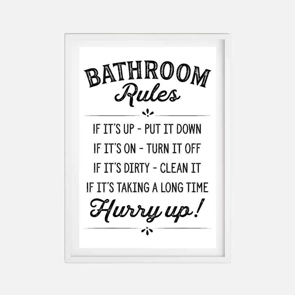 Printable Bathroom Rules Wall Art Template Hadley Designs