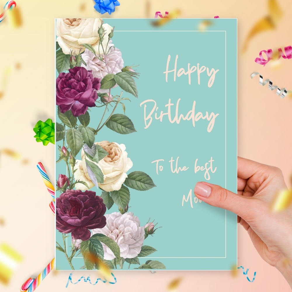 Printable Birthday Card For Mom With Peony Template Editable Online
