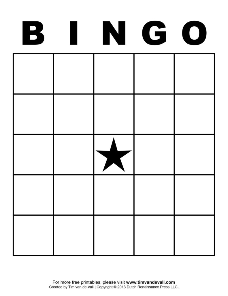 Free Printable Bingo Card