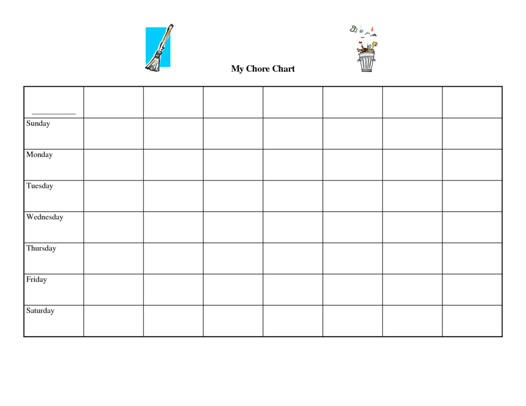 Printable Blank Chore Chart Templates Printable Chart Chore Chart Template Free Printable Chore Charts