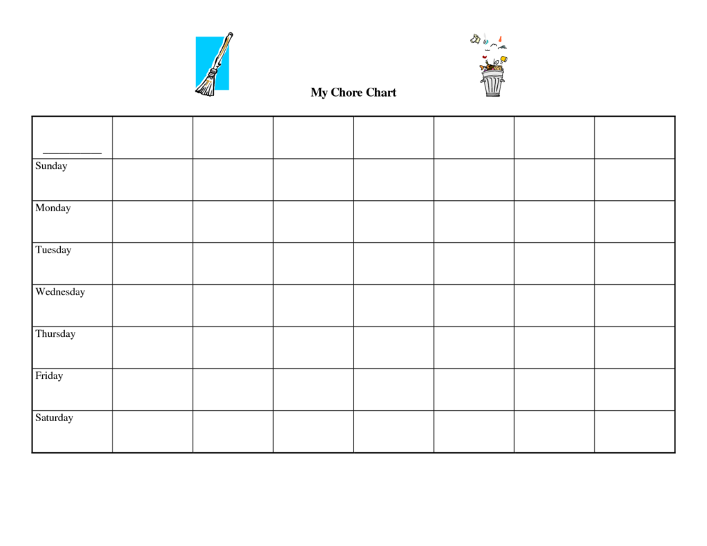 Printable Blank Chore Chart Templates Printable Chart Free Printable Chore Charts Printable Chore Chart
