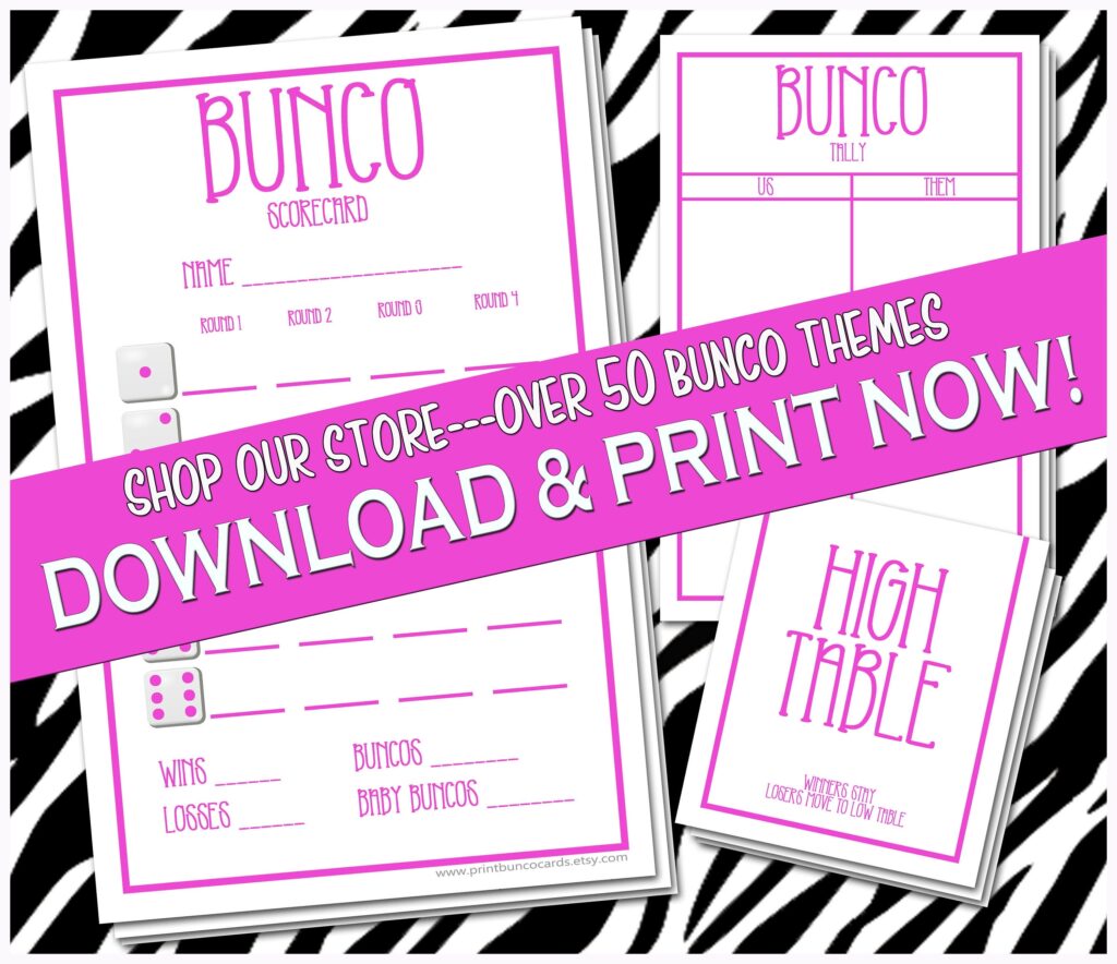 Printable Bunco Cards Bunko Scorecards Score Sheets Instant Etsy Canada