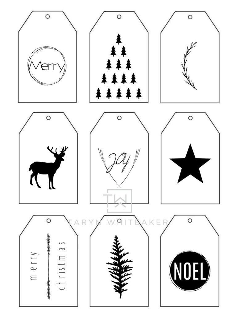 Free Printable Black And White Christmas Tags
