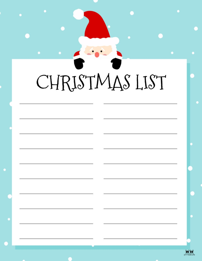 Printable Christmas Lists 25 FREE Printables Printabulls