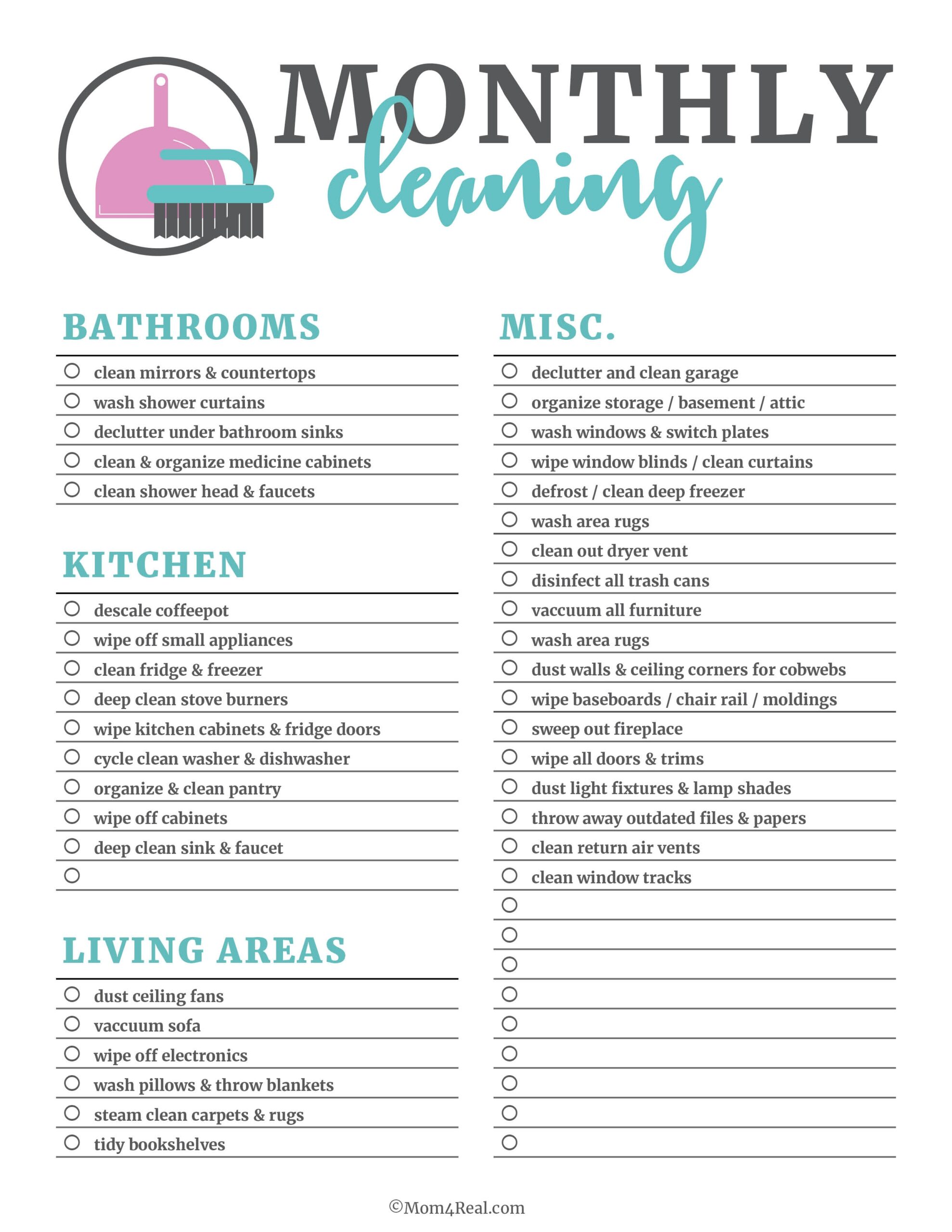 Home Cleaning Schedule Printable