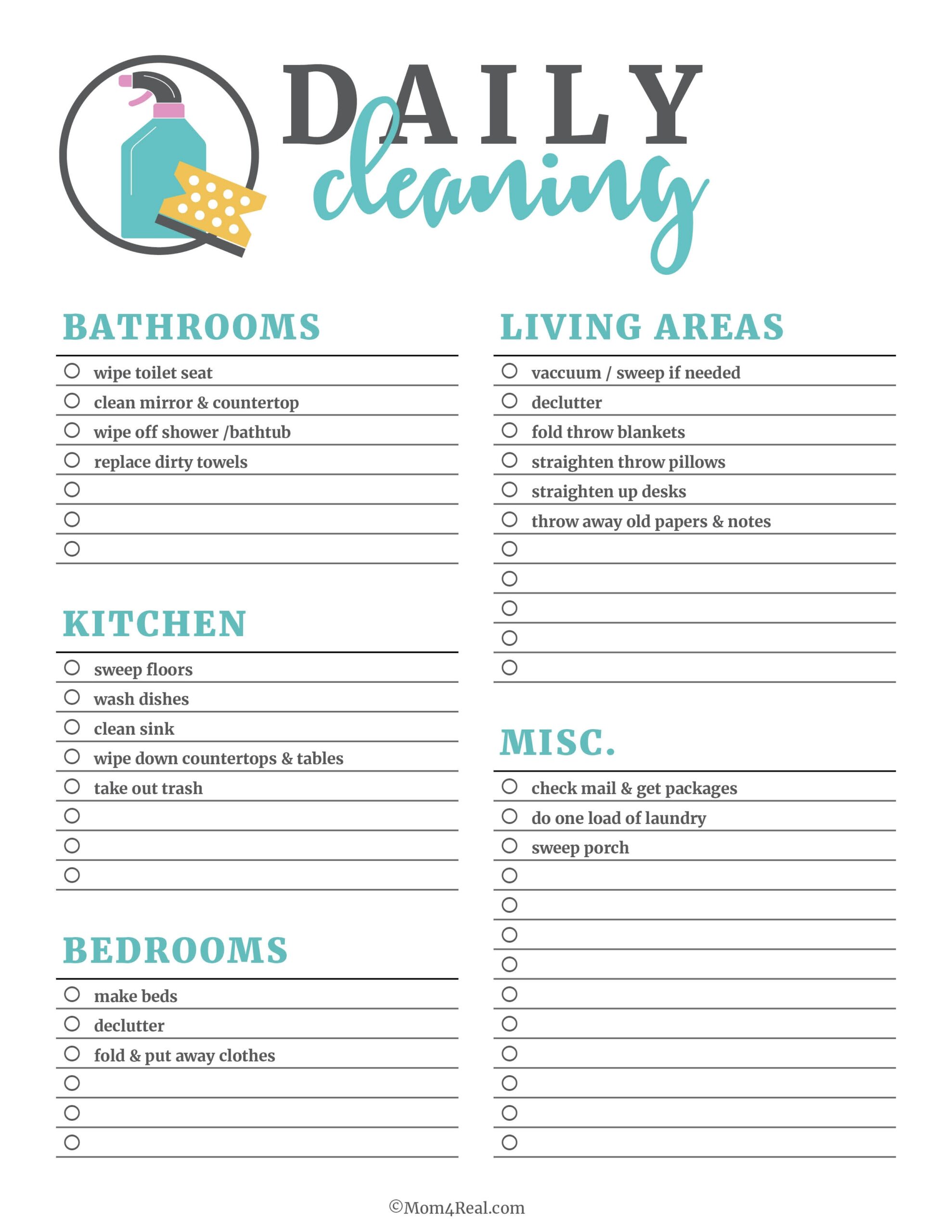 Weekly House Cleaning Schedule Printable