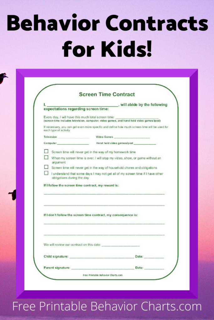Printable Contracts For Kids Behavior Contract School Behavior Chart Behavior Contract Elementary