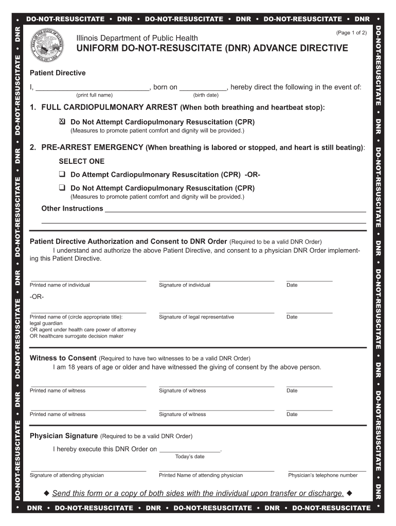 Printable Dnr Form Fill Online Printable Fillable Blank PdfFiller