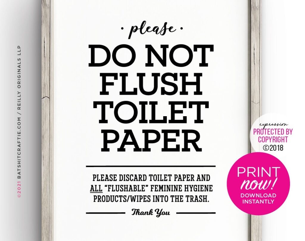 PRINTABLE Do Not Flush Toilet Paper Or Flushable Items Sign Etsy Schweiz