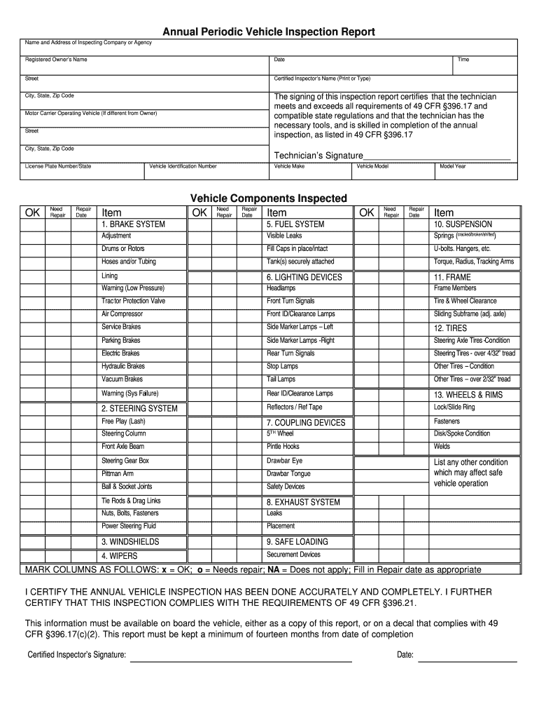 Printable Dot Inspection Forms Fill Out Sign Online DocHub