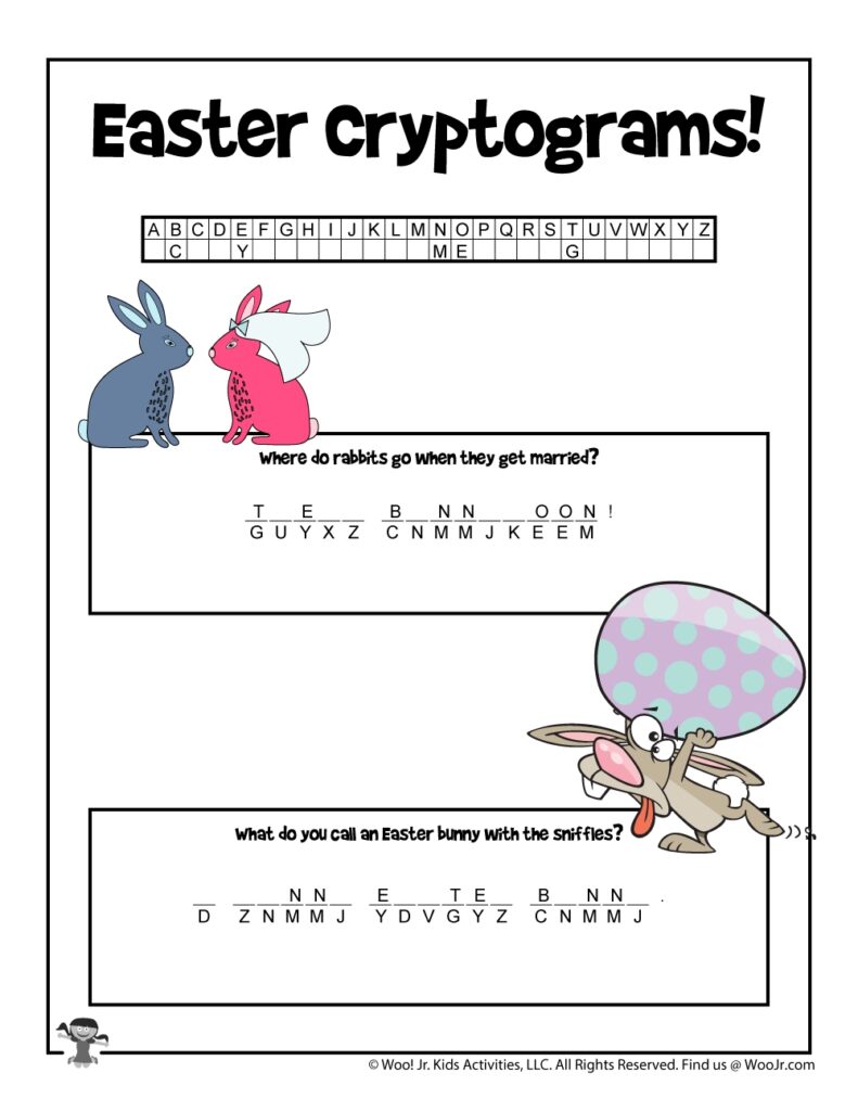 Printable Easter Cryptogram Puzzle Woo Jr Kids Activities Children s Publishing