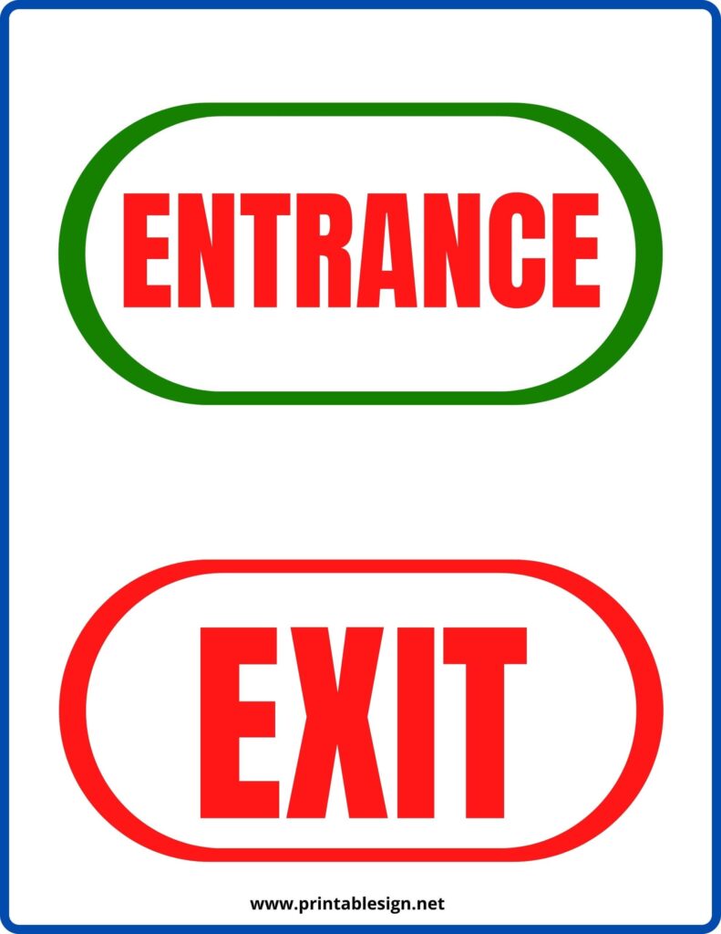 Printable Entrance And Exit Signs FREE Download