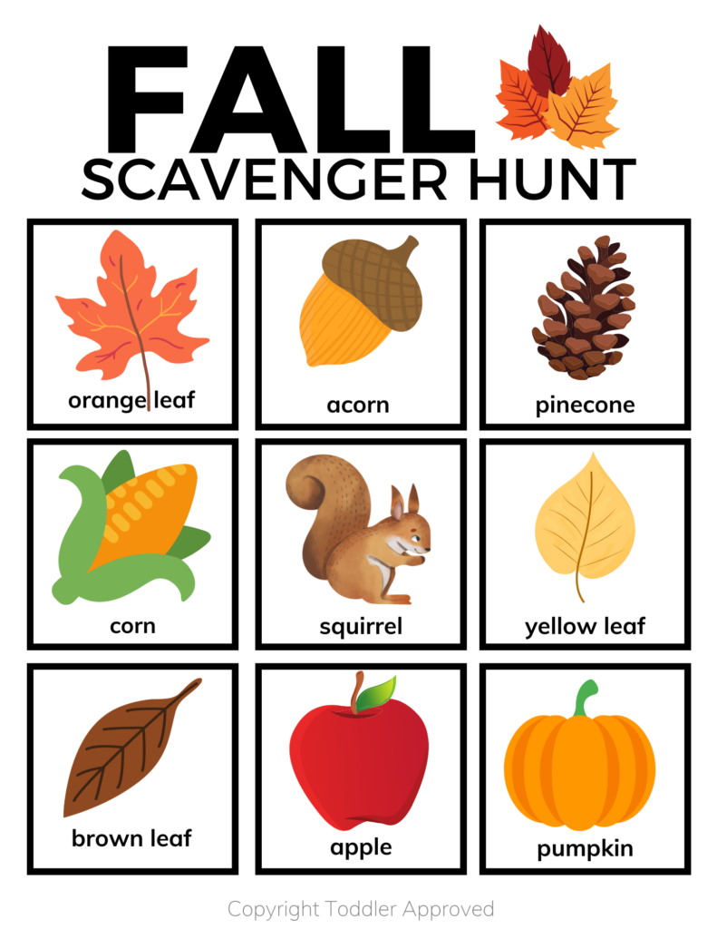 Printable Fall Scavenger Hunt Toddler Approved