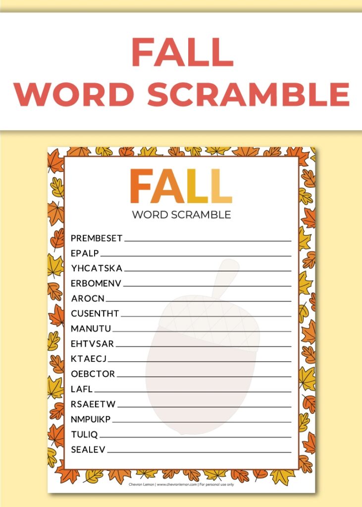 Free Printable Word Scramble