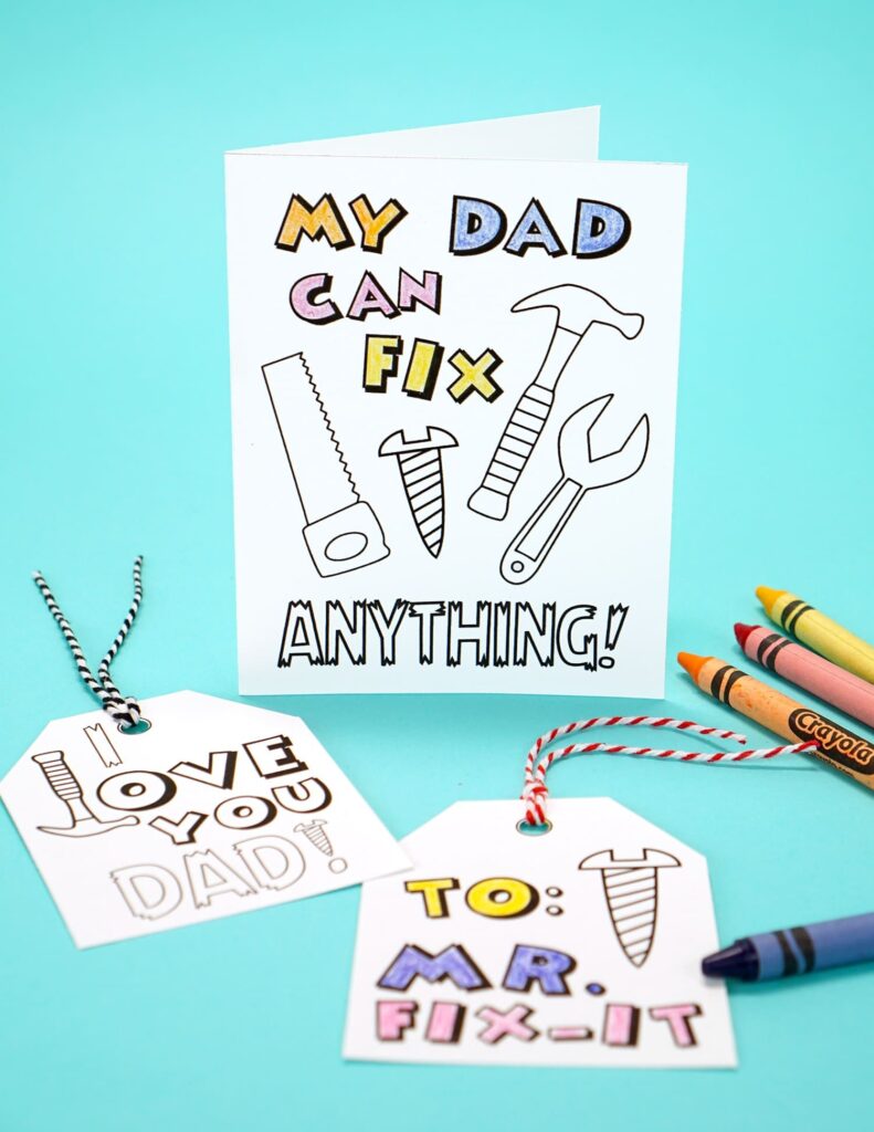 Printable Father s Day Card Coloring Page Happiness Is Homemade