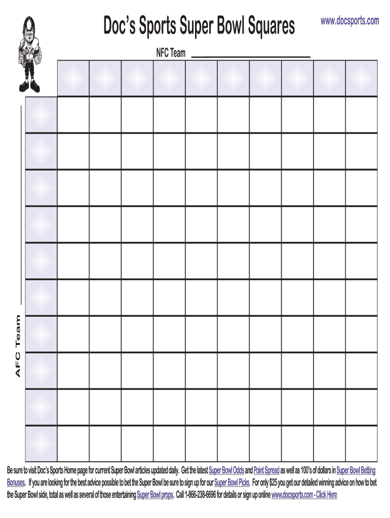 Free Printable Super Bowl Squares Template