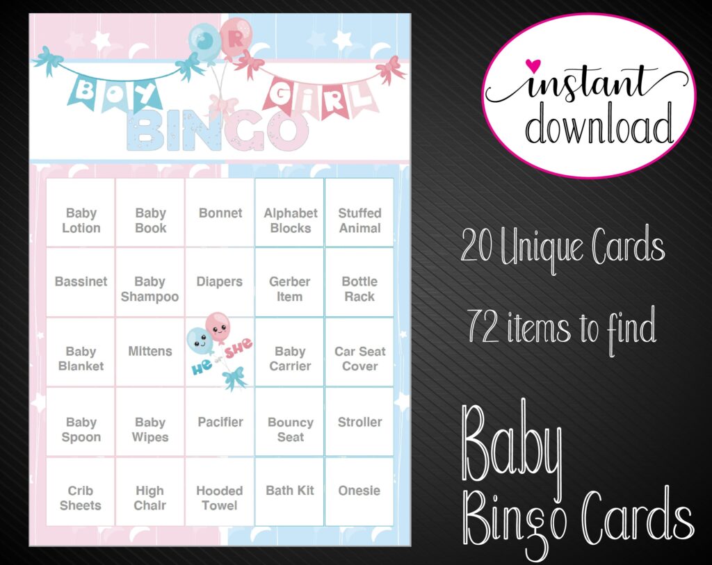 Gender Reveal Bingo Printable Free