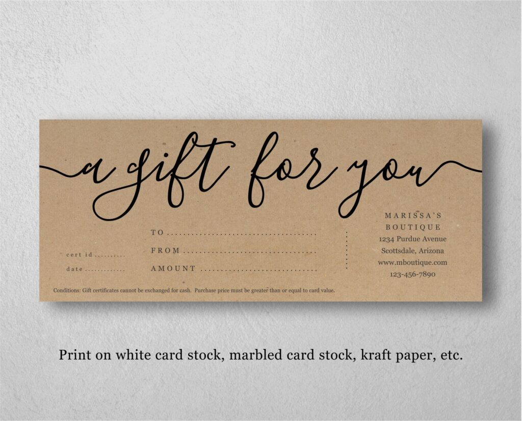 Printable Gift Certificate Template Gift Card Maker Simple Etsy de