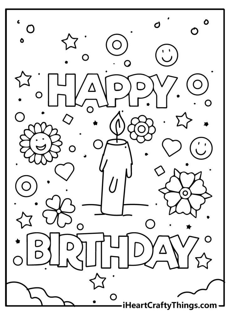 Printable Happy Birthday Coloring Pages Updated 2022 