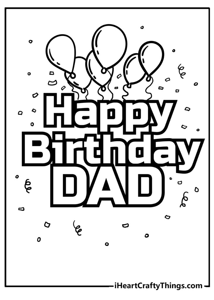 Printable Happy Birthday Dad Coloring Pages Updated 2022 