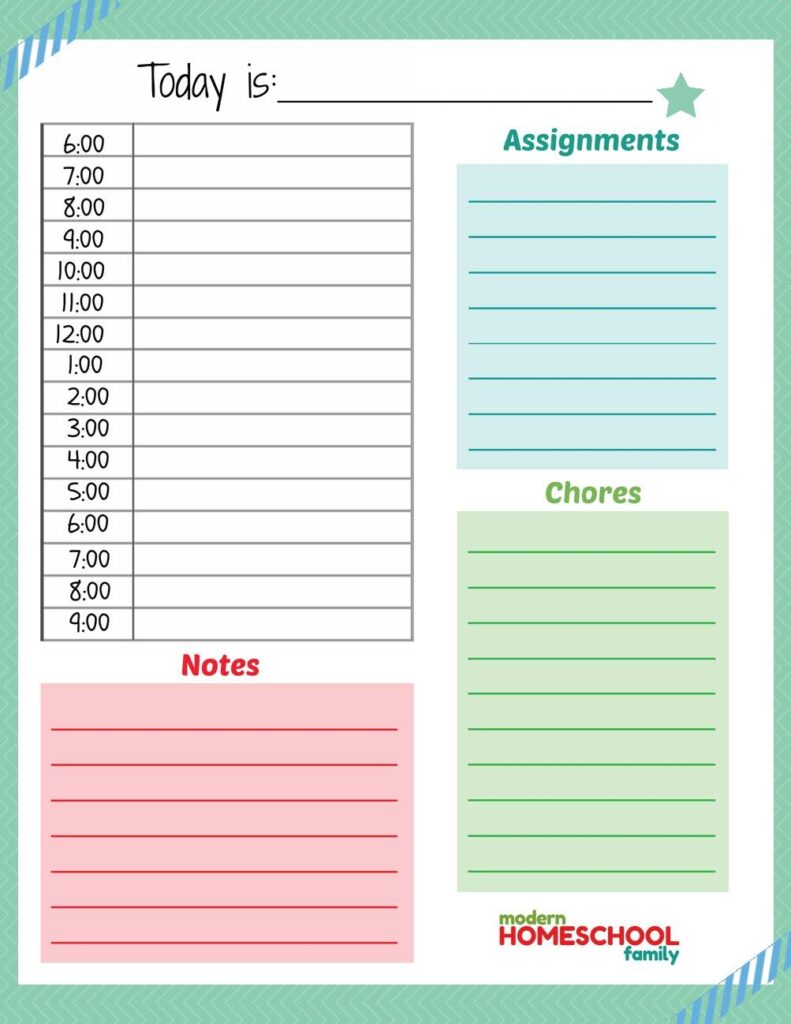 Printable Homeschool Planner Page For Kids Modern Homeschool Family