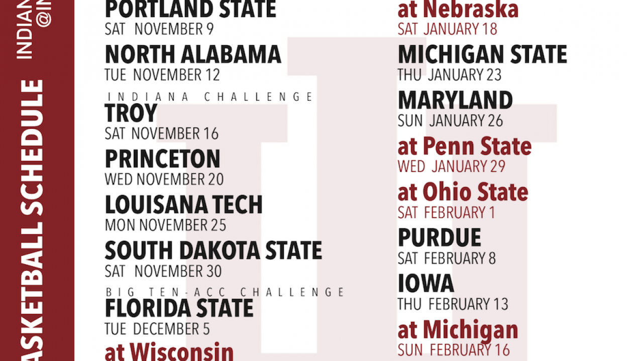 PRINTABLE Indiana Basketball 2019 2020 Schedule Free 