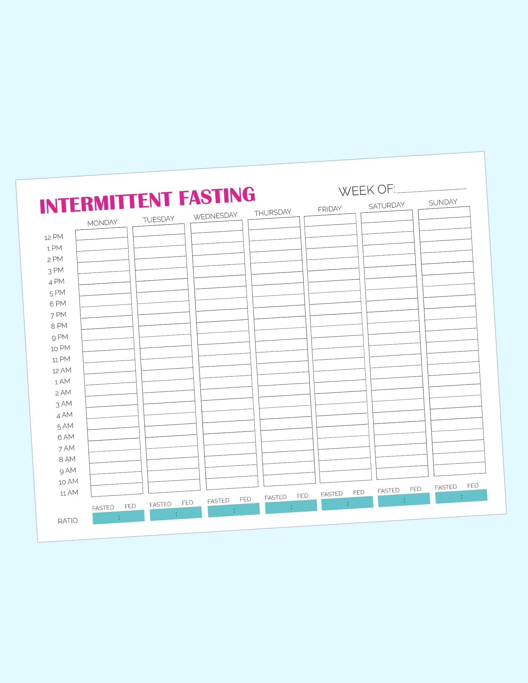 Printable Intermittent Fasting Schedule Freebie Finding Mom