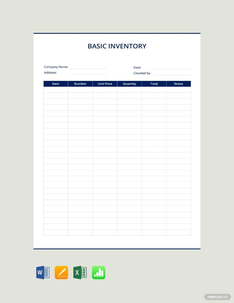 Printable Inventory Templates Documents Design Free Download Template