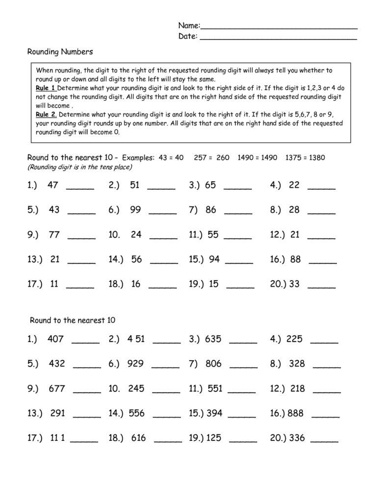 Printable Math Test For Students Rounding Numbers K5 Worksheets Ged Math Practices Worksheets Math Practice Test