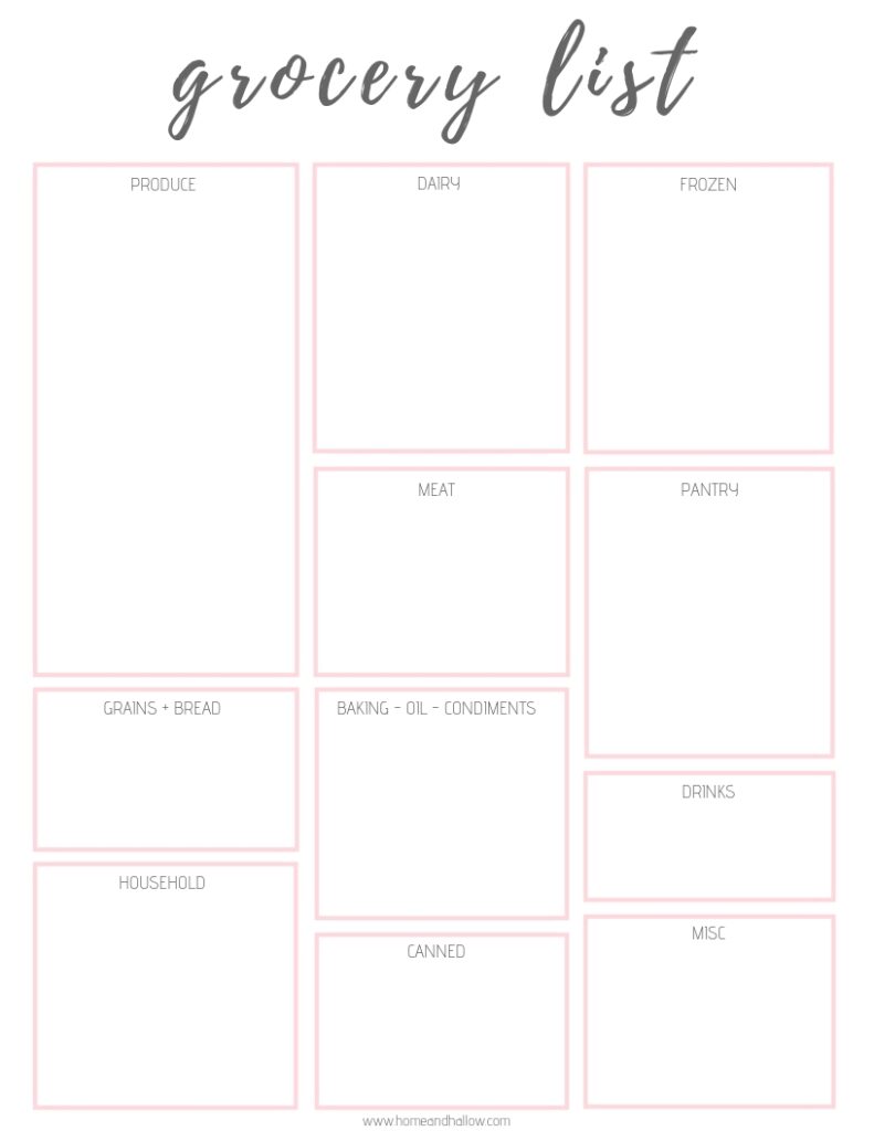 Printable Meal Planner Grocery List Home And Hallow