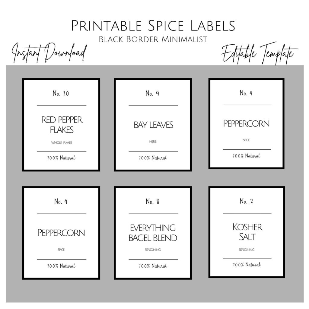 Printable Minimalist Spice Label Template Modern Spice Labels Etsy de