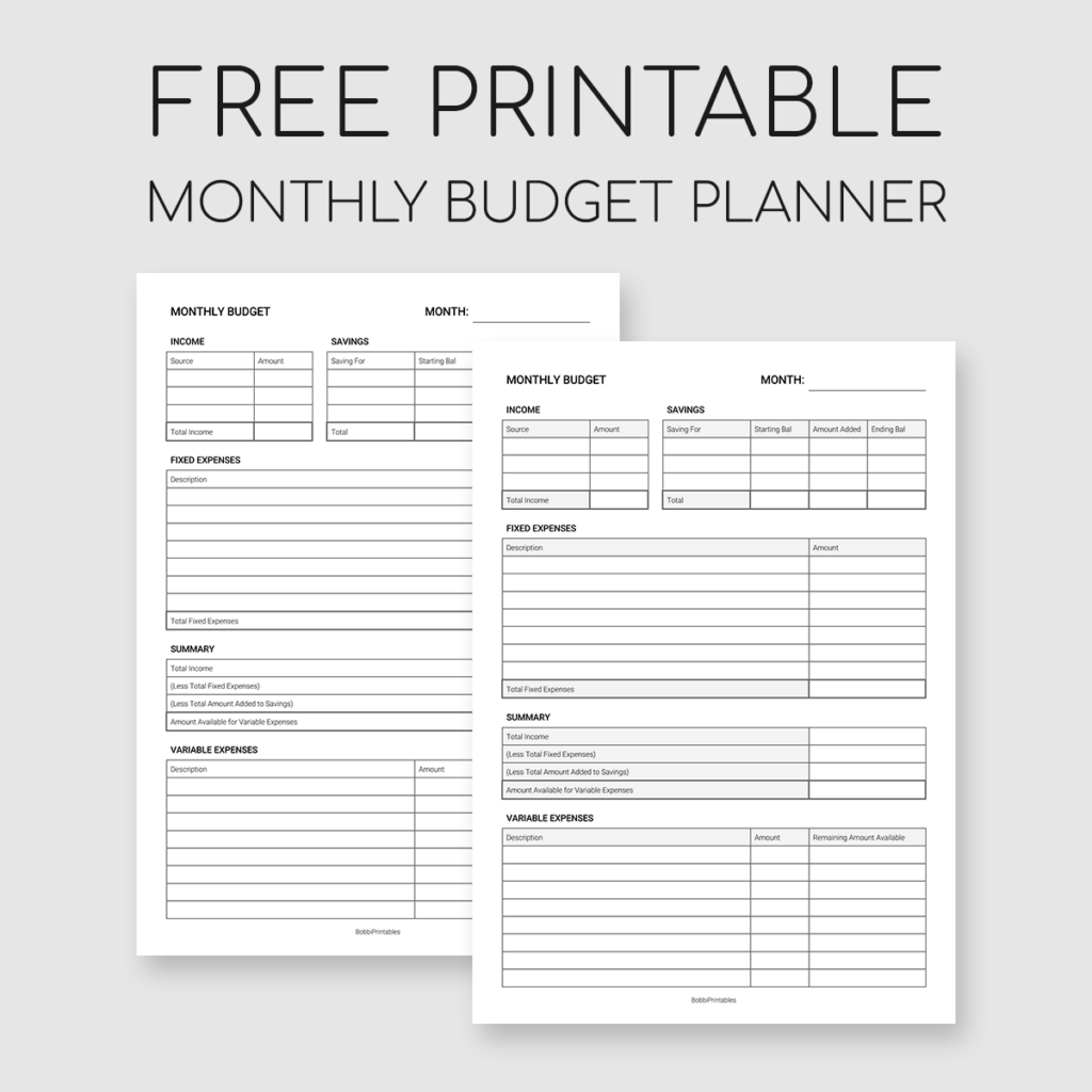 Printable Free Budget Template