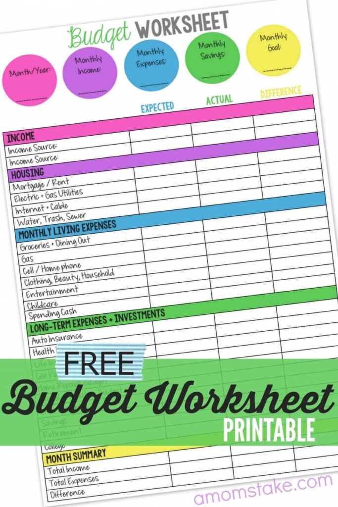 Free Budgeting Worksheets Printable
