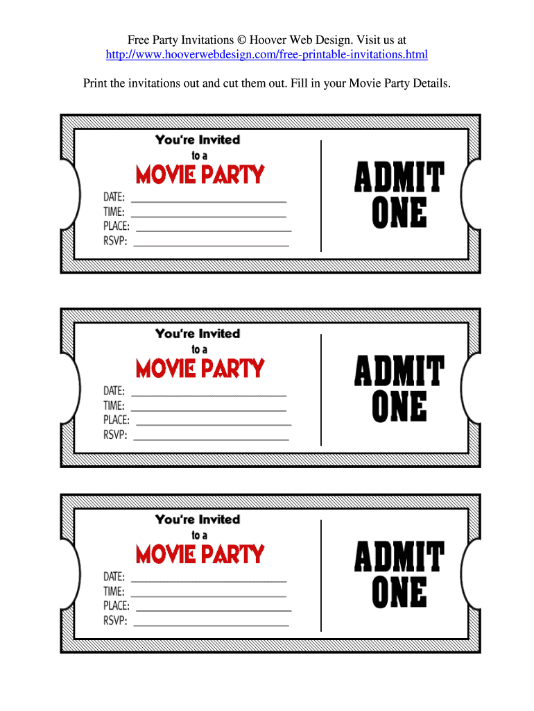 Printable Movie Tickets Fill Out Sign Online DocHub