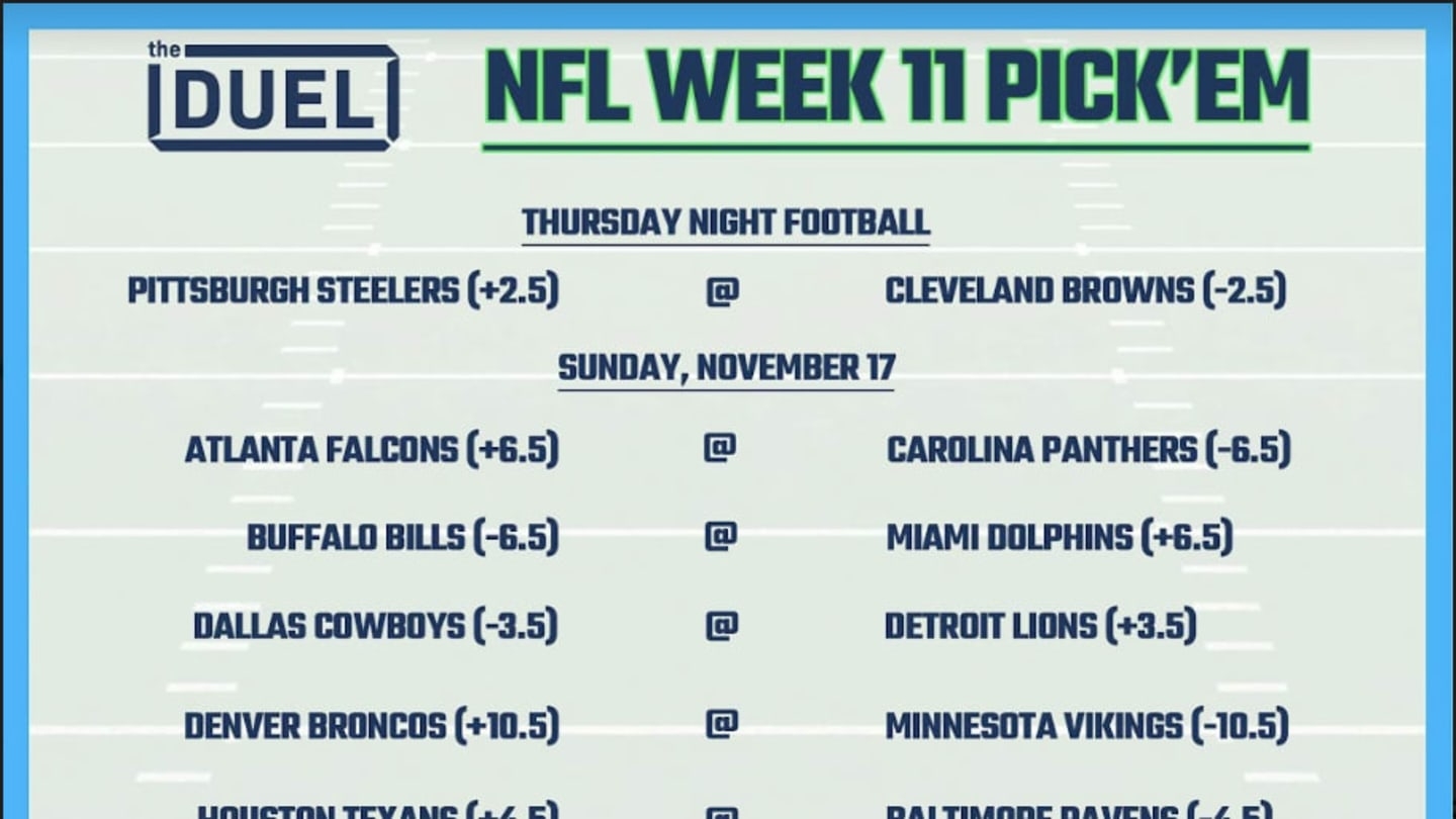 Printable NFL Weekly Pick Em Sheets For Week 11
