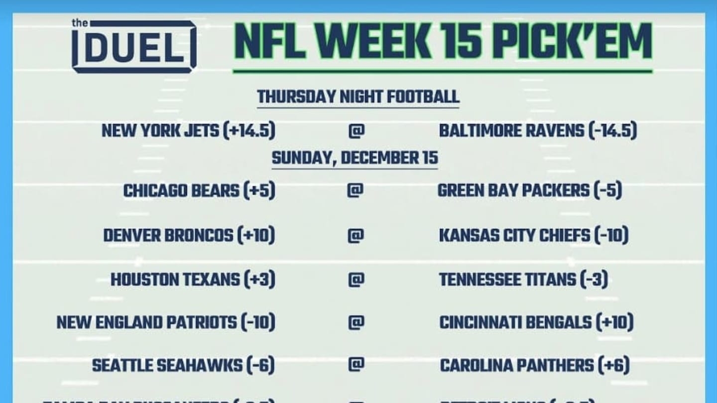 Nfl Week 15 Schedule Printable