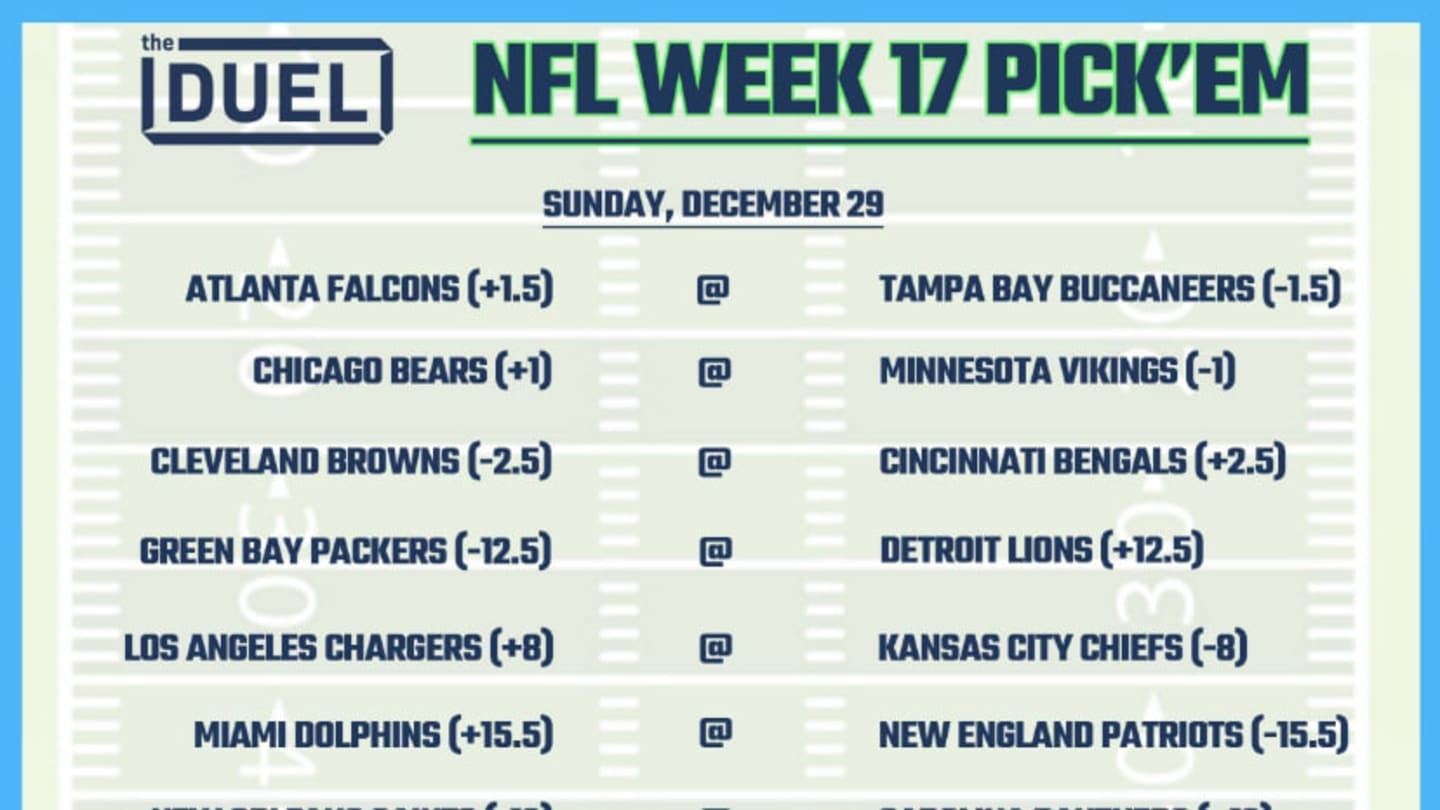 Printable NFL Weekly Pick Em Sheets For Week 17