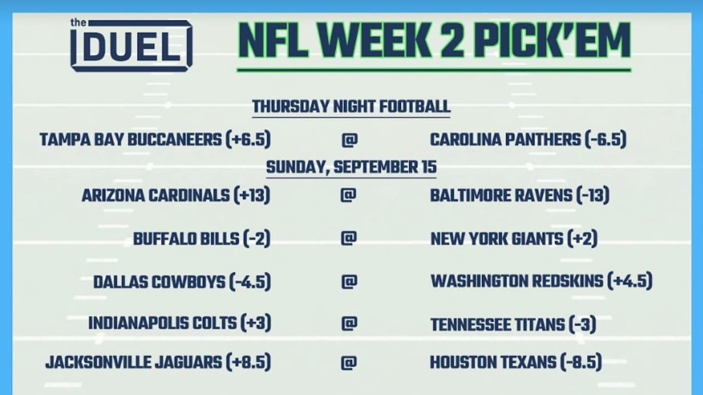 Printable NFL Weekly Pick Em Sheets For Week 2