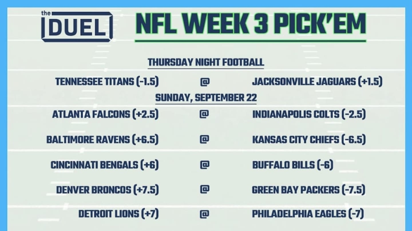 Printable Nfl Schedule Week 3