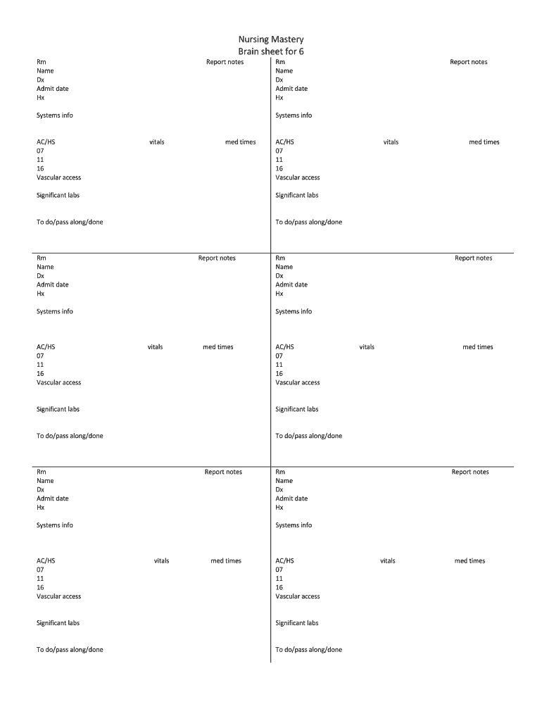 Printable Nursing Report Sheet Pdf Fill Online Printable Fillable Blank PdfFiller