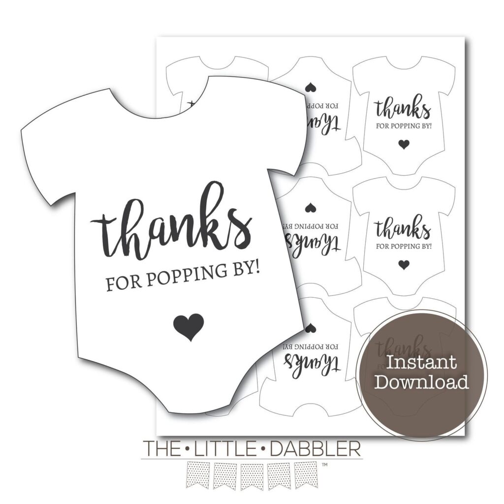 Printable Onesie Tags Thanks For Popping By Popcorn Baby Etsy Baby Shower Onesie Popcorn Baby Shower Favors Free Baby Stuff