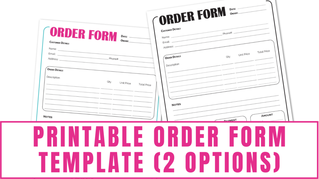 Printable Order Forms Free