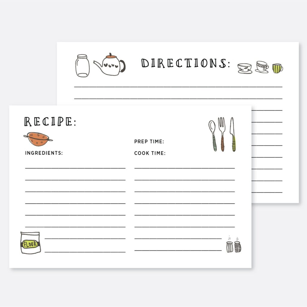 Printable Recipe Card Recipe Card Template 4x6 Kitchen Etsy de