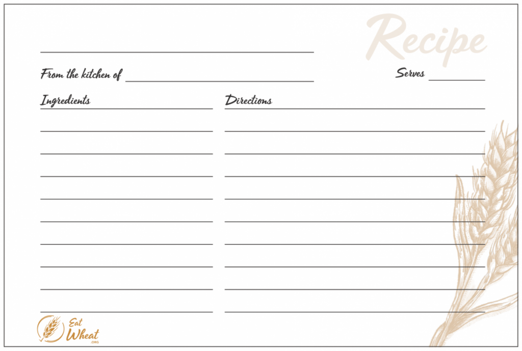 Printable Recipe Cards 4x6 And Full Page Eat Wheat