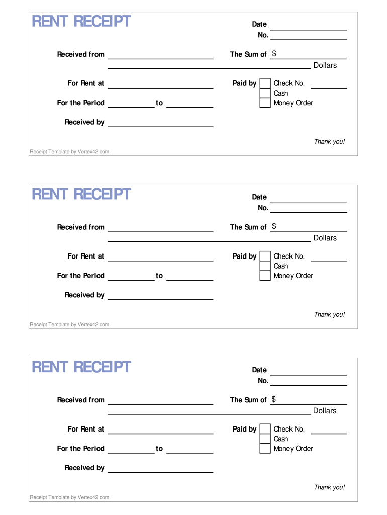 Printable Rent Receipt Fill Out Sign Online DocHub