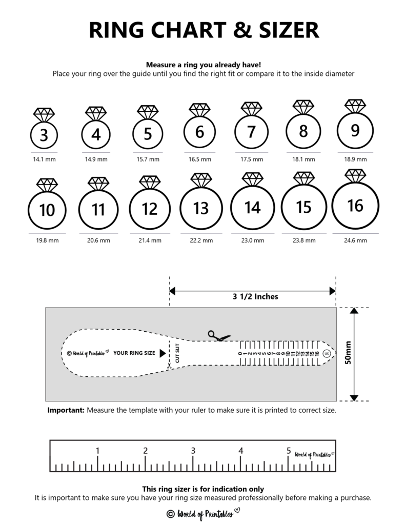 Printable Ring Size Chart Find Your Ring Size Easy World Of Printables