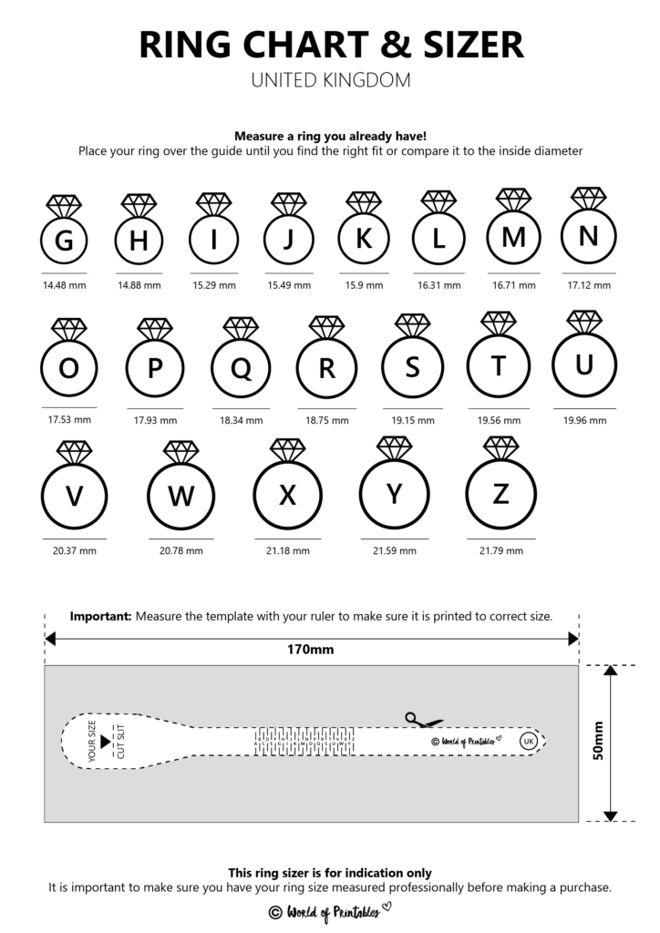 Printable Ring Size Chart Find Your Ring Size Easy World Of Printables