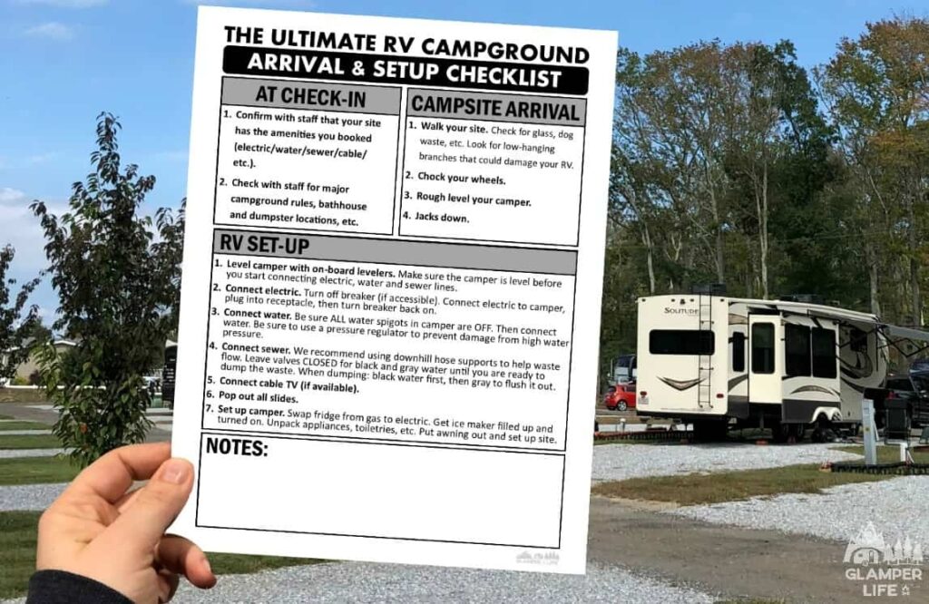 Printable RV Campground Setup Checklist Glamper Life