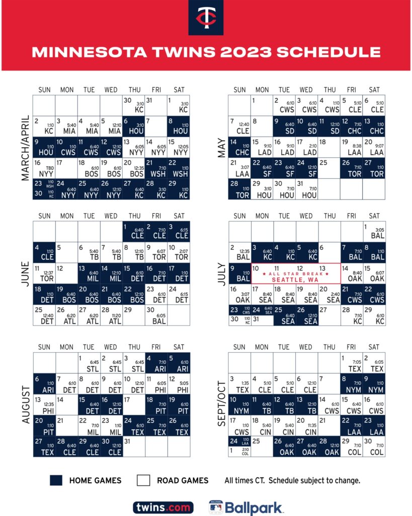 Minnesota Twins Printable Schedule Free Printable Templates