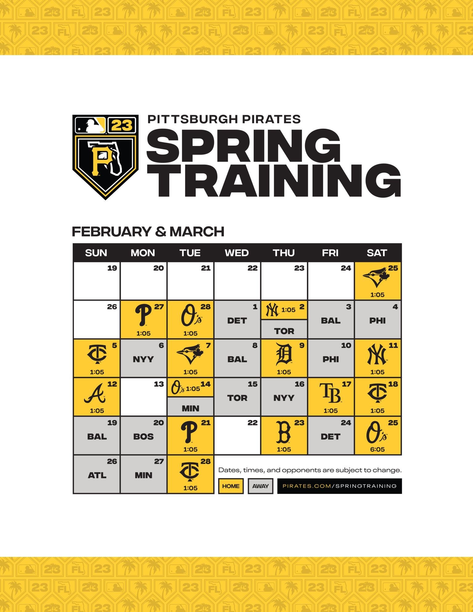 Printable Pittsburgh Pirates Schedule